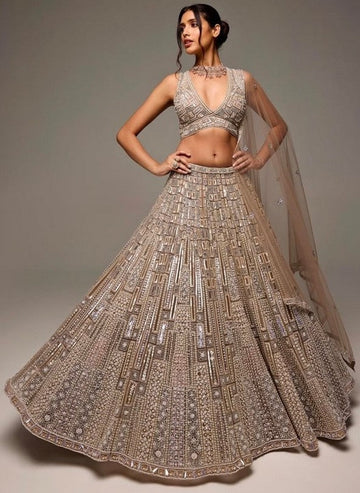 Amazing Golden Color Georgette Fabric Party Wear Lehenga