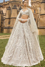 Alluring White Color Net Fabric Party Wear Lehenga
