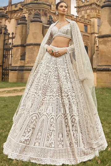 Alluring White Color Net Fabric Party Wear Lehenga
