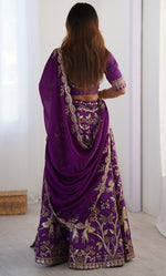 Alluring Purple Color Silk Fabric Party Wear Lehenga