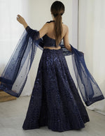 Alluring Navy Blue Color Net Fabric Party Wear Lehenga