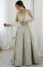 Alluring Cream Color Georgette Fabric Party Wear Lehenga