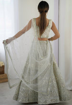 Alluring Cream Color Georgette Fabric Party Wear Lehenga