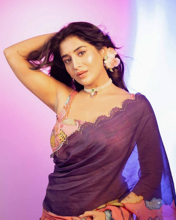 Beautiful Purple Color Silk Fabric Designer Saree