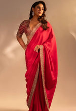 Beautiful Red Color Silk Fabric Designer Saree
