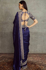 Beautiful Navy Blue Color Silk Fabric Designer Saree