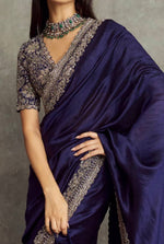 Beautiful Navy Blue Color Silk Fabric Designer Saree