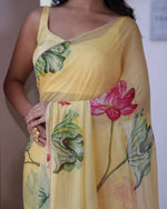 Beautiful Yellow Color Silk Fabric Designer Saree