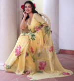 Beautiful Yellow Color Silk Fabric Designer Saree