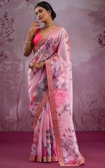 Beautiful Pink Color Silk Fabric Designer Saree