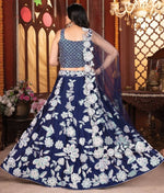 Charming Navy Blue Color Silk Fabric Party Wear Lehenga