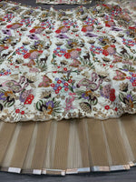Charming Cream Color Georgette Fabric Party Wear Lehenga