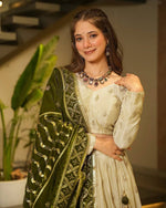 Charming Cream Color Silk  Fabric Party Wear Lehenga