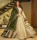 Charming Cream Color Silk  Fabric Party Wear Lehenga