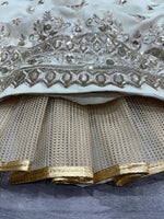 Charming Cream Color Silk  Fabric Party Wear Lehenga