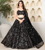 Charming Black Color Georgette  Fabric Party Wear Lehenga