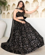Charming Black Color Georgette  Fabric Party Wear Lehenga