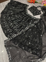 Charming Black Color Georgette  Fabric Party Wear Lehenga