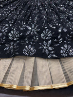 Charming Black Color Georgette  Fabric Party Wear Lehenga