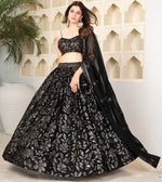 Charming Black Color Georgette  Fabric Party Wear Lehenga