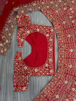 Charming Red Color Satin  Fabric Party Wear Lehenga