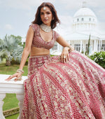 Charming Red Color Satin  Fabric Party Wear Lehenga