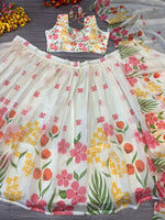 Charming White Color Silk  Fabric Party Wear Lehenga