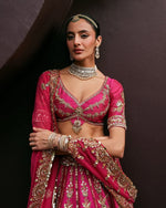 Dazzling Pink Color Silk  Fabric Designer Lehenga