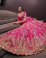 Dazzling Pink Color Silk  Fabric Designer Lehenga