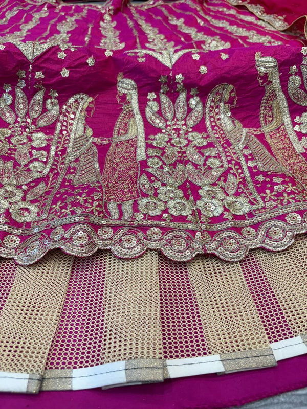 Dazzling Pink Color Silk  Fabric Designer Lehenga