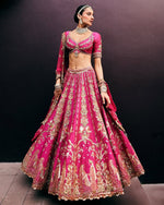 Dazzling Pink Color Silk  Fabric Designer Lehenga