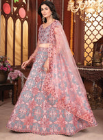 Dazzling Grey Color Silk Fabric Designer Lehenga