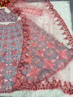 Dazzling Grey Color Silk Fabric Designer Lehenga