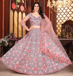 Dazzling Grey Color Silk Fabric Designer Lehenga