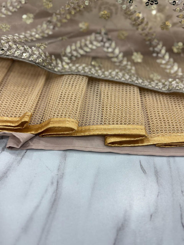 Dazzling Grey Color Organza Fabric Designer Lehenga