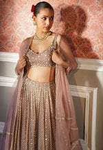 Dazzling Peach Color Georgette Fabric Designer Lehenga