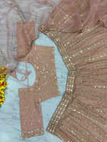 Dazzling Peach Color Georgette Fabric Designer Lehenga