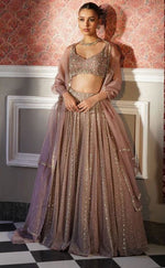 Dazzling Peach Color Georgette Fabric Designer Lehenga
