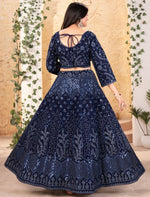 Beautiful Navy Blue Color Georgette Fabric Wedding Lehenga