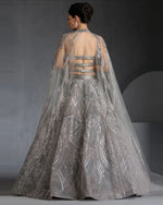 Beautiful Grey Color Georgette  Fabric Wedding Lehenga