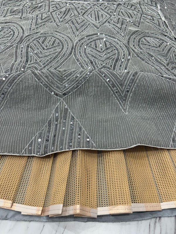 Beautiful Grey Color Georgette  Fabric Wedding Lehenga