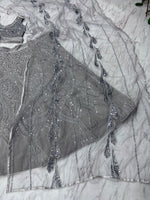 Beautiful Grey Color Georgette  Fabric Wedding Lehenga