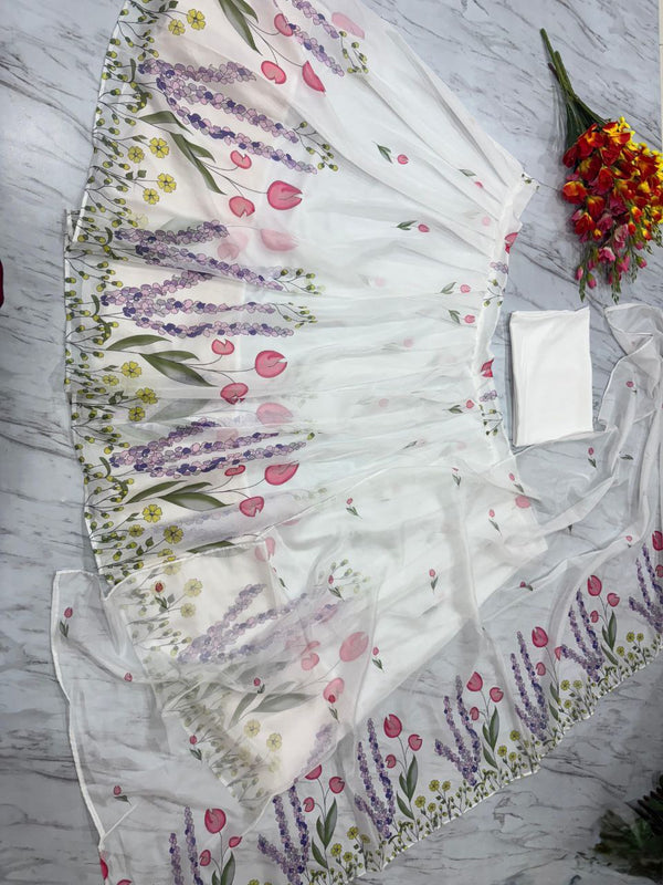 Beautiful Cream Color Silk Fabric Wedding Lehenga