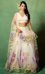 Beautiful Cream Color Silk Fabric Wedding Lehenga