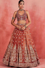 Beautiful Red Color Silk  Fabric Wedding Lehenga