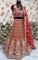 Beautiful Red Color Silk  Fabric Wedding Lehenga