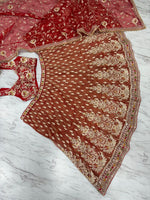 Beautiful Red Color Silk  Fabric Wedding Lehenga