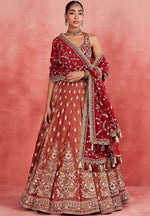 Beautiful Red Color Silk  Fabric Wedding Lehenga