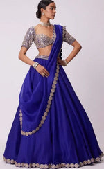 Angelic Blue Color Georgette  Fabric Party Wear Lehenga
