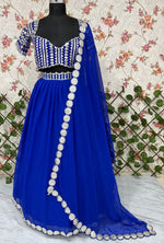 Angelic Blue Color Georgette  Fabric Party Wear Lehenga
